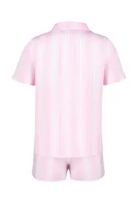 TRENDYOLMİLLA Pink Striped Piping Detailed Viscose OF shorts Weaving Pajama Set - Image 8
