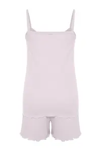 TRENDYOLMİLLA Light Pink Ribbon/Bow Detailed Rope Sleeveless Ribbed OF shorts Knitting Pajama Set - Image 8