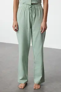 TRENDYOLMİLLA MINT Cotton Weaving Pajama Set - Image 4