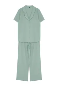 TRENDYOLMİLLA MINT Cotton Weaving Pajama Set - Image 6