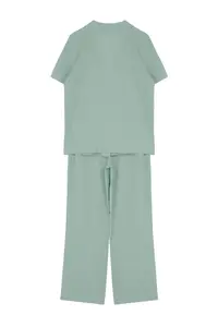 TRENDYOLMİLLA MINT Cotton Weaving Pajama Set - Image 7