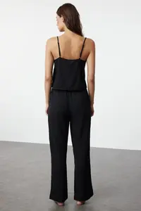TRENDYOLMİLLA Black Binding Detailed Rope Sleeveless Weaving Pajama Set - Image 5