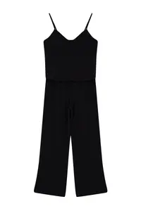 TRENDYOLMİLLA Black Binding Detailed Rope Sleeveless Weaving Pajama Set - Image 6