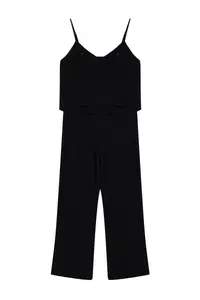 TRENDYOLMİLLA Black Binding Detailed Rope Sleeveless Weaving Pajama Set - Image 7