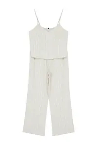 TRENDYOLMİLLA Ecru Binding Detailed Rope Sleeveless Weaving Pajama Set - Image 6