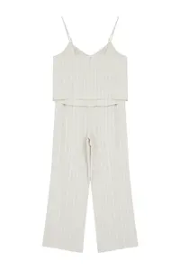 TRENDYOLMİLLA Ecru Binding Detailed Rope Sleeveless Weaving Pajama Set - Image 7
