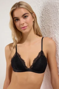 TRENDYOLMİLLA Black-Dusty Rose 2 Sets Lace Rope Sleeveless without filling Without underwire Covered Triangle Knitting Bra - Image 7