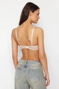 TRENDYOLMİLLA Nude Lace Rope Sleeveless Covered Balkonette Knitting Bra - Image 7