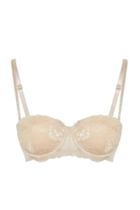 TRENDYOLMİLLA Nude Lace Rope Sleeveless Covered Balkonette Knitting Bra - Image 8