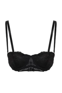 TRENDYOLMİLLA Black Lace Rope Sleeveless Covered Balkonette Knitting Bra - Image 7