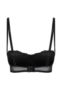 TRENDYOLMİLLA Black Lace Rope Sleeveless Covered Balkonette Knitting Bra - Image 9