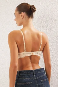TRENDYOLMİLLA Nude Lace Rope Sleeveless Demi without filling Covered balconette Knitting Bra - Image 5