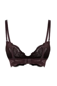 TRENDYOLMİLLA Dark Brown Lace Rope Sleeveless Demi without filling Covered balconette Knitting Bra - Image 10