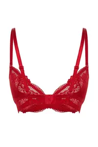TRENDYOLMİLLA Burgundy Lace Rope Sleeveless Demi without filling Covered balconette Knitting Bra - Image 10