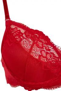 TRENDYOLMİLLA Burgundy Lace Rope Sleeveless Demi without filling Covered balconette Knitting Bra - Image 11
