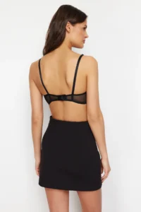 TRENDYOLMİLLA Black Lace Tulle Detailed Rope Sleeveless Wireless T-Shirt Bra Knitting Bra - Image 7