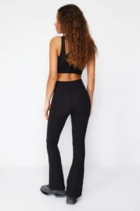 TRENDYOLMİLLA Black Brushed Soft Material flared leg Yoga Knitting Sports Leggings - Image 6