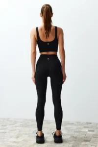 TRENDYOLMİLLA Black Brushed Shaping Mat and Soft Material Full Size Knitting Sports Leggings - Image 5