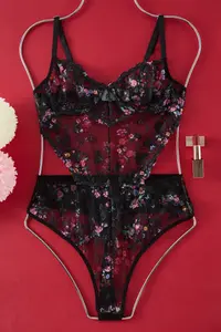 TRENDYOLMİLLA Black Lace Embroidered Floral Wireless snaps Knitting Bodysuit .D.00000 - Image 6