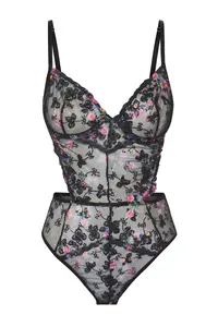 TRENDYOLMİLLA Black Lace Embroidered Floral Wireless snaps Knitting Bodysuit .D.00000 - Image 9