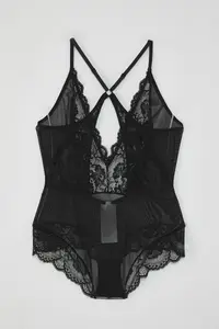 TRENDYOLMİLLA Black Tulle Lace Detailed Wireless Knitting Bodysuit .D.00008 - Image 7