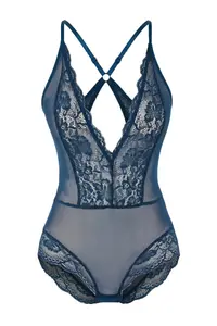 TRENDYOLMİLLA Petrol Tulle Lace Detailed Wireless Knitting Bodysuit .D.00008 - Image 3