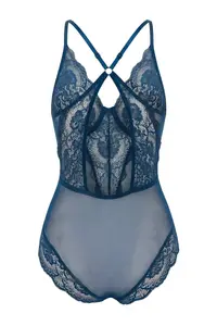 TRENDYOLMİLLA Petrol Tulle Lace Detailed Wireless Knitting Bodysuit .D.00008 - Image 5
