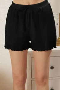TRENDYOLMİLLA Black buttoned Ribbed OF shorts Knitting Pajama Set - Image 5