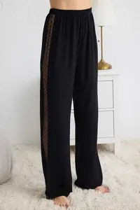 TRENDYOLMİLLA Black Polka Dot Lace Detailed Rope Sleeveless Viscose Weaving Pajama Set - Image 5
