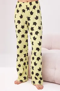 TRENDYOLMİLLA Yellow 100% Cotton animals 30/1 openend single jersey Knitting Pajama Set - Image 3