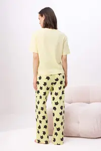 TRENDYOLMİLLA Yellow 100% Cotton animals 30/1 openend single jersey Knitting Pajama Set - Image 4