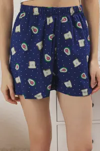 TRENDYOLMİLLA Women Couple/Cift White 100% Cotton Avokado Patterned OF shorts Knitting Pajama Set - Image 5