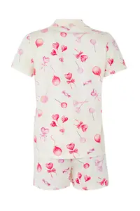 TRENDYOLMİLLA Ecru 100% Cotton Kalpli OF shorts Knitting Pajama Set - Image 6