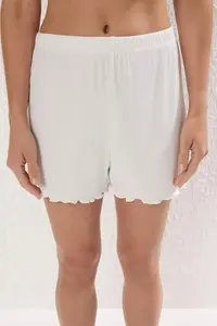 TRENDYOLMİLLA Ecru Lace and Rose Accessory Detailed Ribbed OF shorts Knitting Pajama Set - Image 3