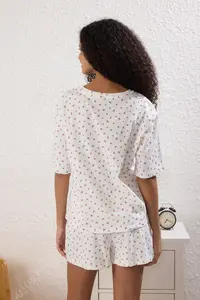 TRENDYOLMİLLA Multicolored 3 Sets 100% Cotton Floral OF shorts Knitting Pajama Set - Image 7