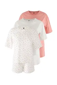 TRENDYOLMİLLA Multicolored 3 Sets 100% Cotton Floral OF shorts Knitting Pajama Set - Image 8