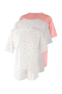TRENDYOLMİLLA Multicolored 3 Sets 100% Cotton Floral OF shorts Knitting Pajama Set - Image 9