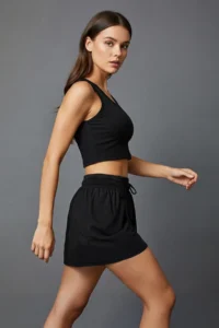 TRENDYOLMİLLA Black 2 Layer Inside OF shorts Tennis Knitting Sports Shorts Skirt