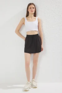 TRENDYOLMİLLA Black 2 Layer Inside OF shorts Tennis Knitting Sports Shorts Skirt - Image 3