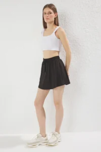 TRENDYOLMİLLA Black 2 Layer Inside OF shorts Tennis Knitting Sports Shorts Skirt - Image 4