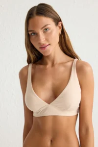 TRENDYOLMİLLA Nude Soft Handle Micro Without underwire Covered Sleeveless Triangle Knitting Bra - Image 2