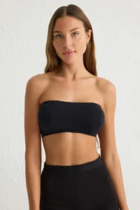 TRENDYOLMİLLA Black-Nude 2 Sets seamless Without underwire Covered Bandeau Knitting Bra - Image 2