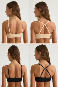 TRENDYOLMİLLA Black-Nude 2 Sets seamless Without underwire Wireless Sleeveless bralette Bra - Image 2
