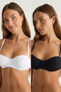 TRENDYOLMİLLA Black-White 2 Sets Paket Micro Wireless Sleeveless balconette Knitting Bra