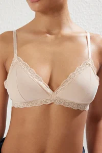 TRENDYOLMİLLA Black-Nude 2 Sets Paket Micro Without underwire Covered Lace Detailed Sleeveless Triangle Knitting Bra - Image 3