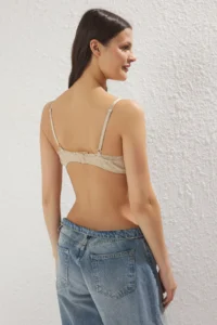 TRENDYOLMİLLA Nude Ribbed Lace Detailed Without underwire Covered Sleeveless bralette Knitting Bra - Image 5