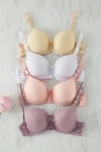 TRENDYOLMİLLA White-Multicolored 4 Sets Paket Micro Covered T-Shirt Bra Sleeveless Knitting Bra