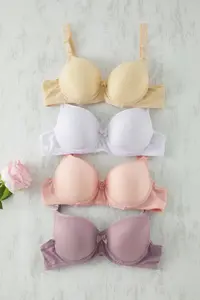 TRENDYOLMİLLA White-Multicolored 4 Sets Paket Micro Covered T-Shirt Bra Sleeveless Knitting Bra - Image 2