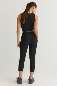 TRENDYOLMİLLA Black Reflector Print Detailed Capri Size Knitting Sports Leggings - Image 5