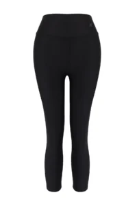 TRENDYOLMİLLA Black Reflector Print Detailed Capri Size Knitting Sports Leggings - Image 6